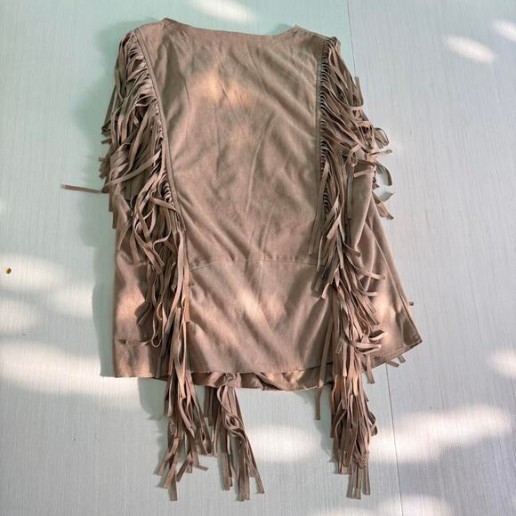 Tan western fringe zip up top - size large - Picture 5 of 7